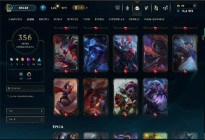 Prata 1 com TODOS os Champs e 356 Skins ( JG / SUP ) - League of Legends LOL