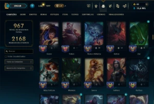 Prata 1 com TODOS os Champs e 356 Skins ( JG / SUP ) - League of Legends LOL