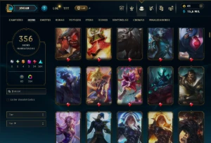 Prata 1 com TODOS os Champs e 356 Skins ( JG / SUP ) - League of Legends LOL