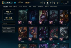 Prata 1 com TODOS os Champs e 356 Skins ( JG / SUP ) - League of Legends LOL