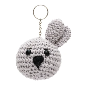 Chaveiro Cabeça de Coelho Cinza em Amigurumi - Artesanato e Personalizados