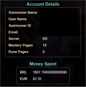 Conta de LoL Platina V com muitas skins e ícones