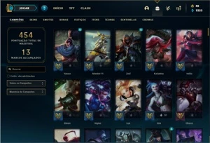 Conta bronze 1 com 146 Champs e 109 Skins + 4 Vitoriosas - League of Legends LOL