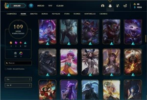 Conta bronze 1 com 146 Champs e 109 Skins + 4 Vitoriosas - League of Legends LOL