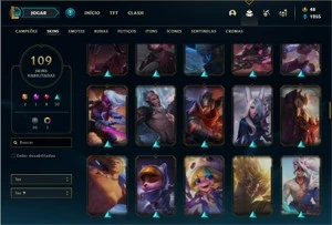 Conta bronze 1 com 146 Champs e 109 Skins + 4 Vitoriosas - League of Legends LOL