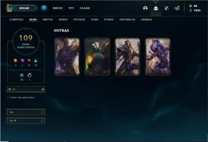 Conta bronze 1 com 146 Champs e 109 Skins + 4 Vitoriosas - League of Legends LOL