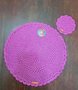 Kit de 6 Sousplats em Crochê Alfazema - Artesanato e Personalizados