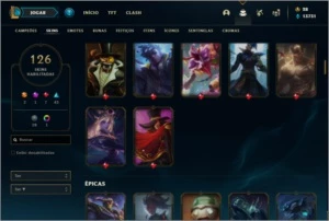 Conta ouro 4 com 155 Champs e 126 Skins - League of Legends LOL
