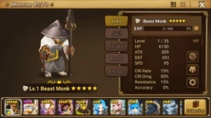 Reroll Summoners War lvl10 com Beast Monk Light - Shazan