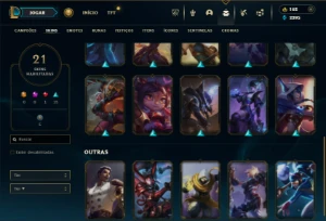 Platina 3 com 35 Champs e 21 Skins + 2 Fragmentos de skins - League of Legends LOL