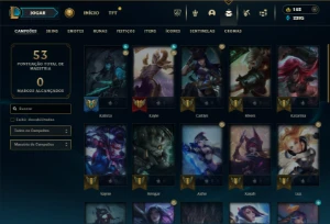 Platina 3 com 35 Champs e 21 Skins + 2 Fragmentos de skins - League of Legends LOL