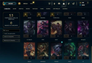 Platina 3 com 35 Champs e 21 Skins + 2 Fragmentos de skins - League of Legends LOL