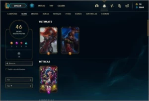 Conta bronze 4 com 60 champs e 46 skins + 2 Ultimates - League of Legends LOL