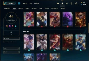 Conta bronze 4 com 60 champs e 46 skins + 2 Ultimates - League of Legends LOL