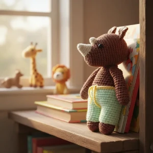 Rinoceronte Marrom Amigurumi - Artesanato e Personalizados
