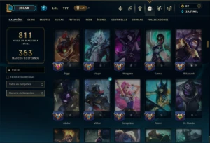 Ouro 1 com TODOS os Champs e 162 Skins ( Nivel 592 ) - League of Legends LOL