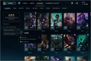 Conta League of Legends, Level 407, 951 skins, Diamante 2 LOL