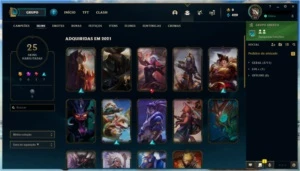 Conta Prata 2 com 71 campeões e 25 skins e passe do evento - League of Legends LOL