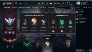 Conta lol nível 720 rank esmeralda4 com 441 skins +contaVava - League of Legends