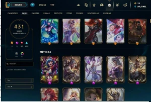 Conta lol nível 720 rank esmeralda4 com 441 skins +contaVava - League of Legends