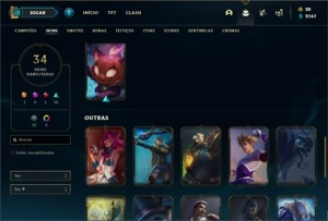 Conta prata 1 com 55 Champs e 34 Skins + 6 Cromas - League of Legends LOL