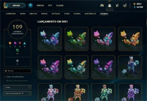 Conta com 519 skins, todos champ, todos emotes - League of Legends LOL