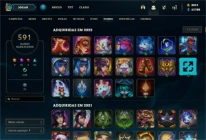 Conta com 519 skins, todos champ, todos emotes - League of Legends LOL