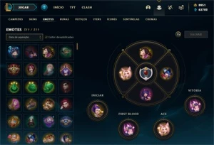 Conta com 519 skins, todos champ, todos emotes - League of Legends LOL