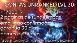 Conta lvl 30 sem elo +17k ip - League of Legends LOL