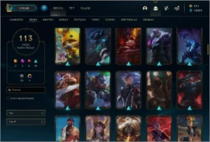 CONTA OURO 2 COM BORDA DE PLATINA, 113 SKINS COM RIVEN 2016 - League of Legends LOL