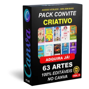 Pack Canva Convite Criativo Vol 2 - 63 Artes Editáveis - Serviços Digitais