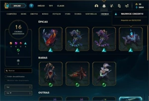 Conta prata 2 com TODOS os champs e  433 Skins + 2 Prestigio - League of Legends LOL