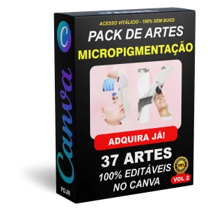 Pack Canva Micropigmentação Vol 2 - 37 Artes Editáveis - Serviços Digitais