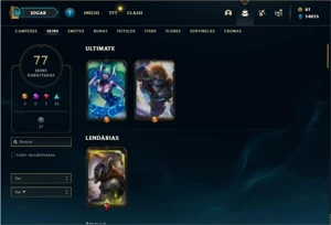 Conta Unranked com 82 Champs e 77 Skins - League of Legends LOL