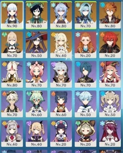 Conta de Genshin com (Ganyu, Ayaka, Venti, Eula e Childe))