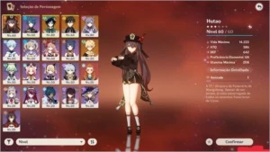 Conta AR49 - Hu Tao, Zhongli, Venti C1, Livro 5* e Keqing - Genshin Impact
