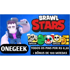 Todos Os Pins + 10 Gemas + Ícone De Perfil (Automático) - Brawl Stars