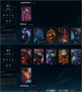 CONTA LOL LV 40 - 122 CHAMPS - 83 SKINS - PRATA V - League of Legends