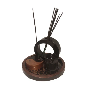 Conjunto Incensario Yin Yang 4 Peças - Artesanato e Personalizados
