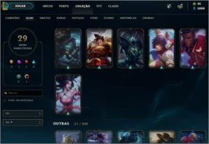 CONTA LOL OURO 1 - FRAGMENTOS SKIN LENDARIA 10K EA, 3 GEMAS - League of Legends