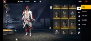 conta free fire gemada lv 74, pet e skins raras