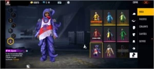 conta free fire gemada lv 74, pet e skins raras