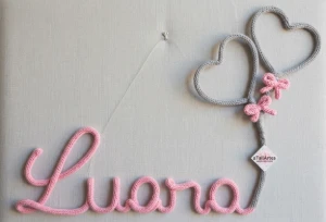 Nome com Dois Corações de Tricotin - Artesanato e Personalizados
