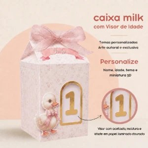 Caixa Milk com Visor 3D Personalizada - Artesanato e Personalizados