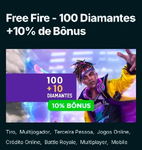 Free Fire - 100 Diamantes +10% de Bônus