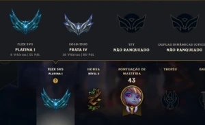 Smurf Plat 1 Flex Silver 3/4 Soloq Antiga - League of Legends LOL