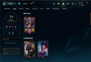 Ouro 3 com 75 Champs e 34 Skins - League of Legends LOL