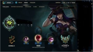 League of Legends cont - Platina + 104 Skins e All Champs++ LOL