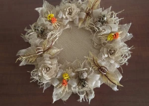 Base de Arranjo de Mesa com Flores de Juta - 32 cm - Artesanato e Personalizados