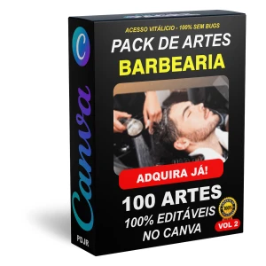 Pack Canva Barbearia Vol 2 - 100 Artes Editáveis - Serviços Digitais